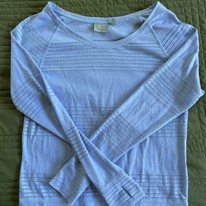Athleta Limitless Top Mesh Crew Neck Pullover Long Sleeve Open Knit Size M